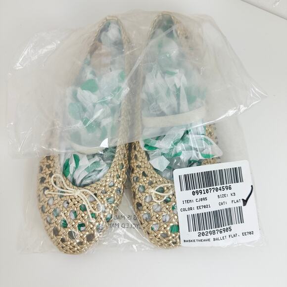 J.Crew Crewcuts Girls Basketweave Ballet Flats Metallic Gold Preppy K3 NEW - Picture 11 of 12